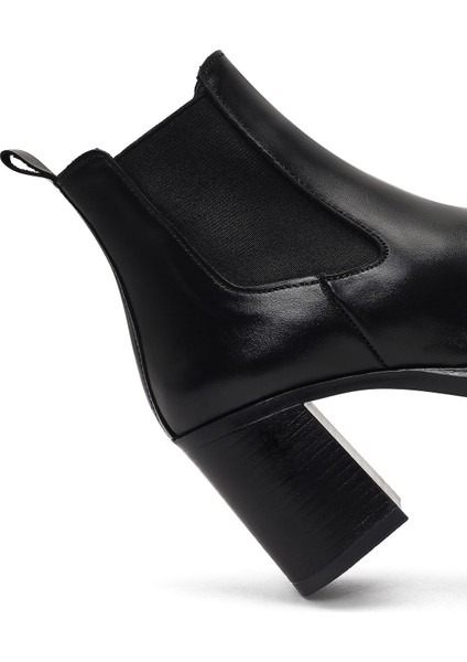 Kadın Siyah Kalın Topuklu Deri Chelsea Bot 25WFD188318