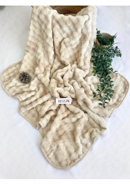 Peluş Bebek Battaniyesi Kabartmalı Kalın Kışlık Bebek Battaniyesi 100X120 cm