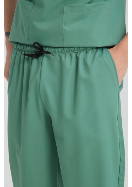 Üniforma V Yaka Çağla Yeşil Unisex Likralı Ütü Istemeyen Doktor Hastane Scrubs Takım fırsatları