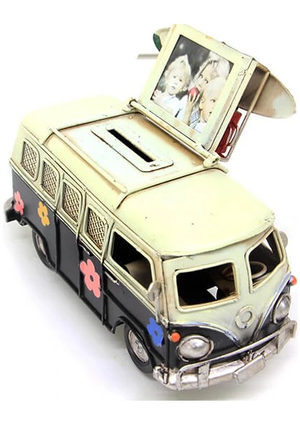 Dekoratif Metal Minibüs Çerçeveli ve Kumbaralı fırsatları