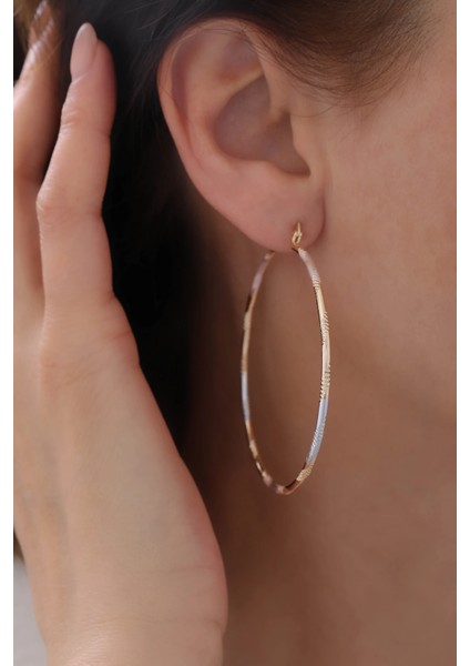 Gold Renkli Taşlı Sıralı Kadın Çelik Küpe