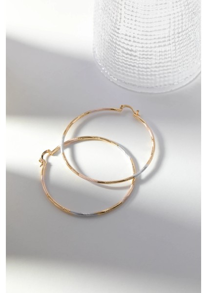 Gold Renkli Taşlı Sıralı Kadın Çelik Küpe modelleri