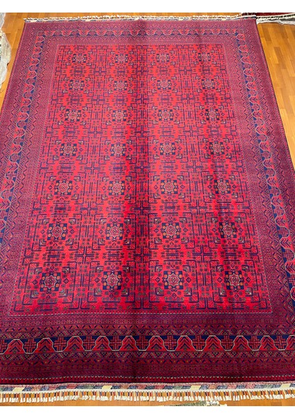 El Dokuma Afgan Halı Yıldız Desenli Bordo Renk 8.5 Metre Kare fiyatları