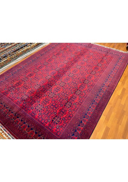 El Dokuma Afgan Halı Yıldız Desenli Bordo Renk 8.5 Metre Kare modelleri