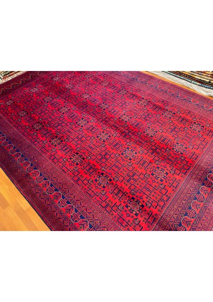 El Dokuma Afgan Halı Yıldız Desenli Bordo Renk 8.5 Metre Kare fırsatları