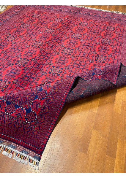 El Dokuma Afgan Halı Yıldız Desenli Bordo Renk 8.5 Metre Kare indirimleri