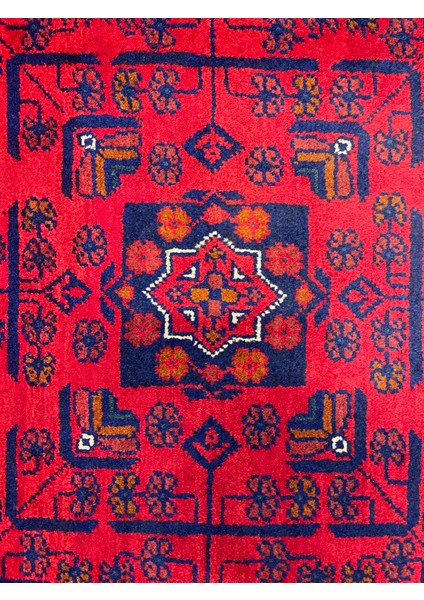 El Dokuma Afgan Halı Yıldız Desenli Bordo Renk 8.5 Metre Kare