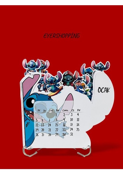 2026 Stitch Masa Takvimi Pleksi ile Birlikte
