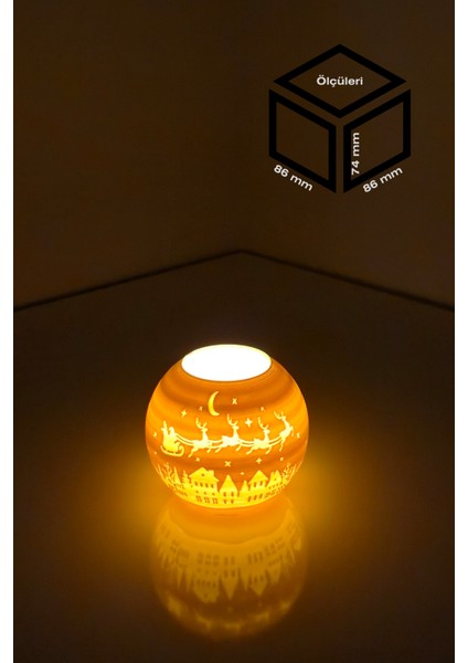 Yılbaşı Noel Baba Modelli Tealight Girintili Mumluk NO.2104N (Led Işık Dahil)