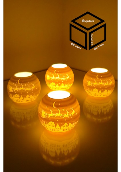 Yılbaşı Noel Baba Modelli Tealight Girintili Mumluk NO.2104N (Led Işık Dahil) fırsatları