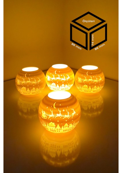 Yılbaşı Noel Baba Modelli Tealight Girintili Mumluk NO.2104N (Led Işık Dahil)