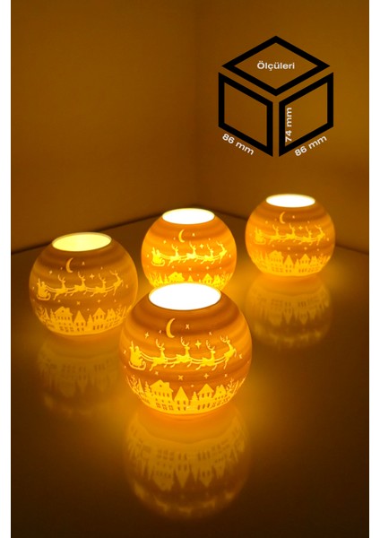 Yılbaşı Noel Baba Modelli Tealight Girintili Mumluk NO.2104N (Led Işık Dahil)