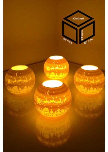 Yılbaşı Noel Baba Modelli Tealight Girintili Mumluk NO.2104N (Led Işık Dahil)