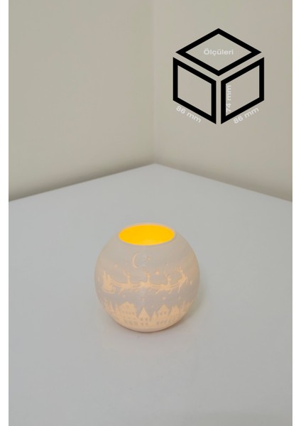 Yılbaşı Noel Baba Modelli Tealight Girintili Mumluk NO.2104N (Led Işık Dahil)