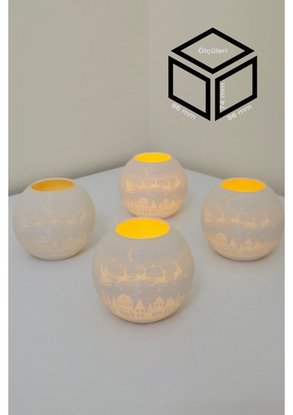 Yılbaşı Noel Baba Modelli Tealight Girintili Mumluk NO.2104N (Led Işık Dahil)