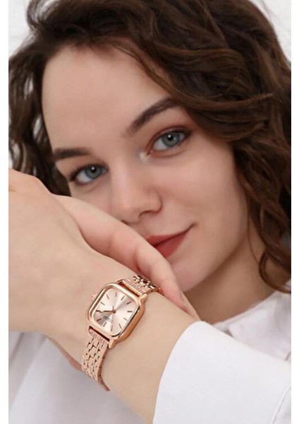 Melian Kadın Kol Saati Rose Kadran Metal Kordon Pilli Fonksiyon 20 mm Suya Dayanıklı