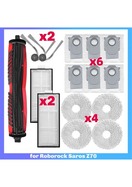Fit Roborock Saros Z70 Elektrikli Süpürge Yedek Kitleri Yan Fırça Hepa Filtre Paspas Bezi Toz Torbası Aksesuarları Parçaları (Yurt Dışından) indirimleri