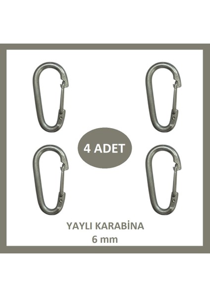 Karabina, Yaylı, 6 Mm, Askı, Çengel, Kanca, Anahtarlık (4 Adet)