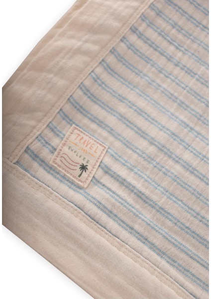 Kalın Biyeli Çift Kat Ham Battaniye 85X90 cm Mavi Çift Çizgili modelleri