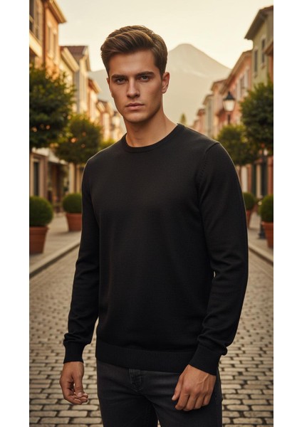 Erkek Ince Bisiklet Yaka Basic Triko Kazak