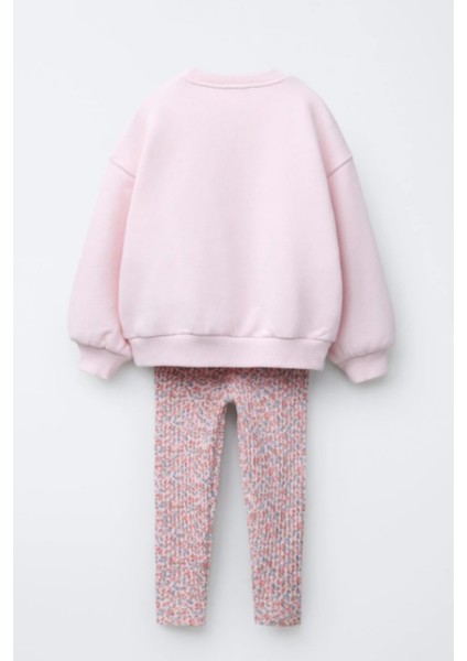 Kız Çocuk Fiyonk Detaylı Çiçek Desenli Tayt 3 Iplik Takım Şardonsuz 2-6 Yaş 12321 fiyatları