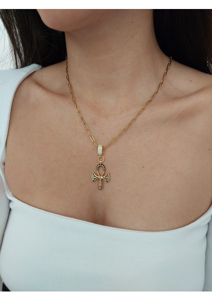 Kadın Gold Zirkon Taşlı Kolye