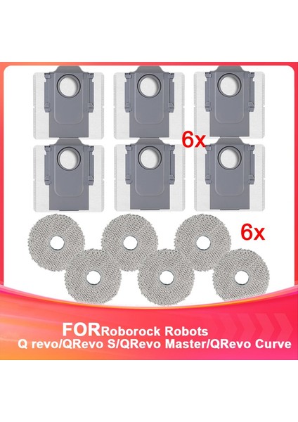 Roborock Q Revo/qrevo S/qrevo Master/qrevo Curve Robot Vakum Süpürgeleri Için Toz Torbaları ve Mops ile Aksesuarlar (Yurt Dışından)