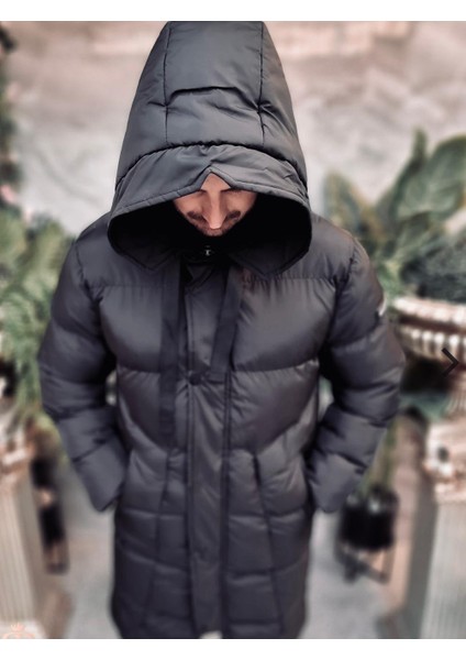 Erkek Uzun Şişme Mont Siyah modelleri