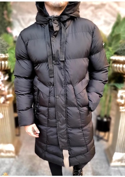 Erkek Uzun Şişme Mont Siyah fırsatları