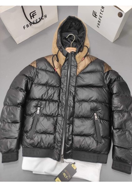 Erkek Kapşonlu Şişme Mont