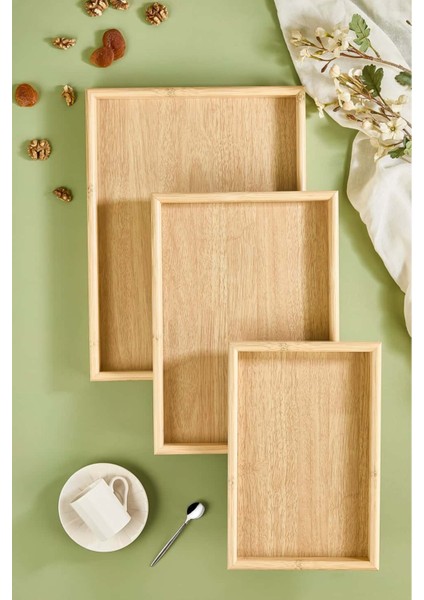 3' Lü Bambu Çay/kahve/sunum Tepsi Seti fiyatları