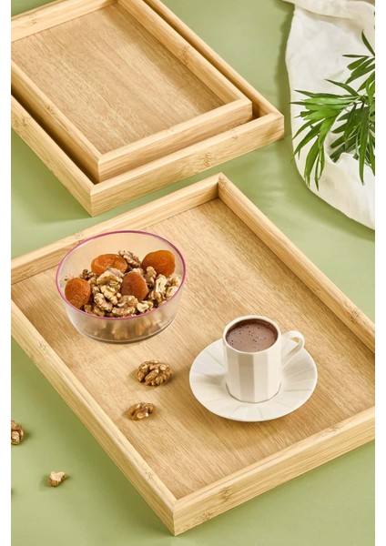 3' Lü Bambu Çay/kahve/sunum Tepsi Seti modelleri