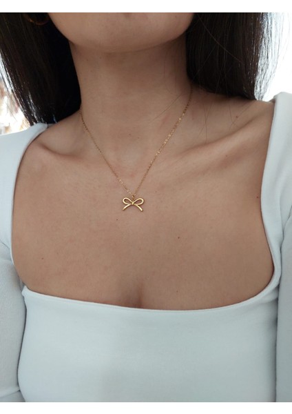 Kadın Gold Fiyonk Kolye