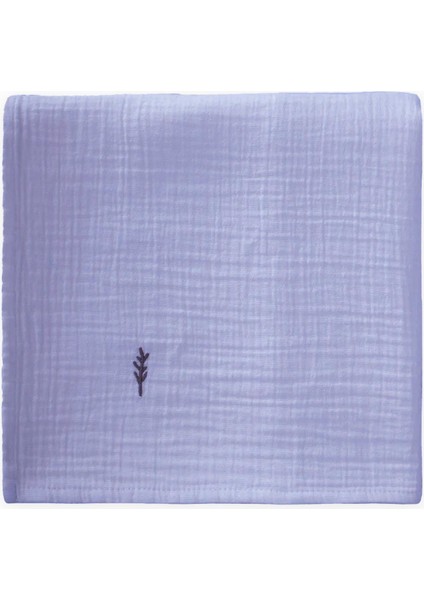 Nakışlı Müslin Battaniye 90X100 cm K Mavi