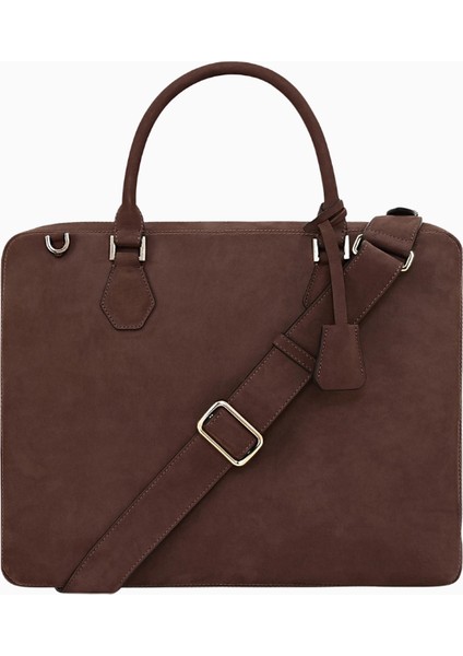 Nubuck Deri Evrak Çantası Lüks Dayanıklı Unisex Iş Çantası