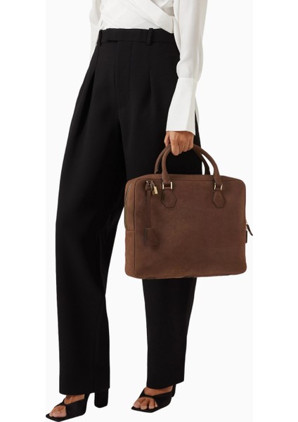 Nubuck Deri Evrak Çantası Lüks Dayanıklı Unisex Iş Çantası fiyatları