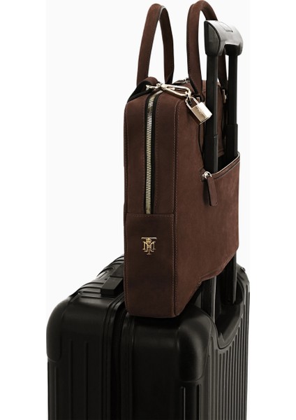 Nubuck Deri Evrak Çantası Lüks Dayanıklı Unisex Iş Çantası