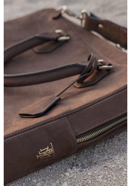 Nubuck Deri Evrak Çantası Lüks Dayanıklı Unisex Iş Çantası