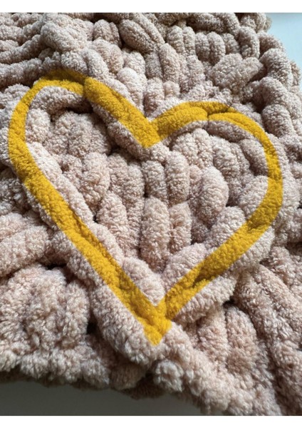 Puffy Kalp Desenli Battaniye Çocuk&bebek 70*90 cm Bej