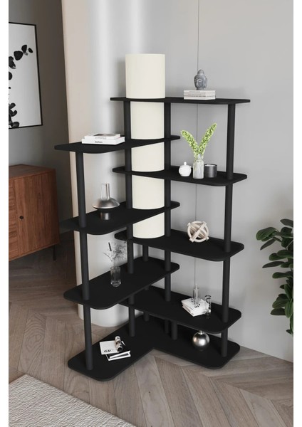 Cross Dekoratif Raflı Kitaplık Lambader Siyah fiyatları