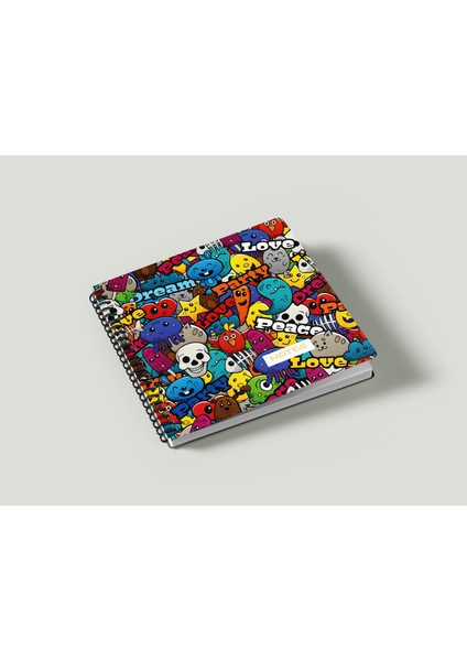 15X15 cm Kare 2'li Set Spiralli Çizgili ve Kareli Tarihsiz Not Defteri