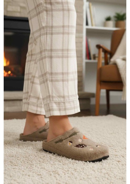 Camel Keçe Anatomik Kadın Ev Terliği K-9561 Z