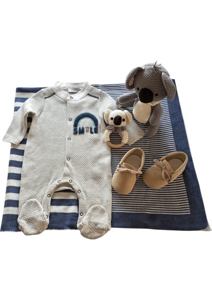 Hoşgeldin Bebek, Yenidoğan Erkek Bebek Patikli Tulum Triko Battaniye Hediye Seti fırsatları