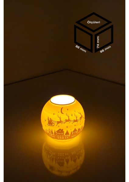 Yılbaşı Noel Baba Modelli Tealight Çıkıntılı Mumluk NO.2104P (Led Işık Dahil)
