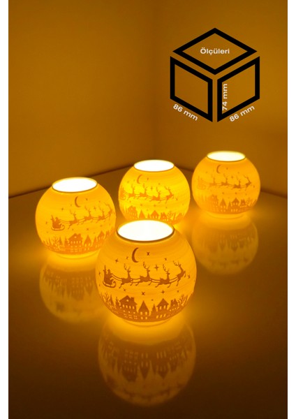Yılbaşı Noel Baba Modelli Tealight Çıkıntılı Mumluk NO.2104P (Led Işık Dahil)