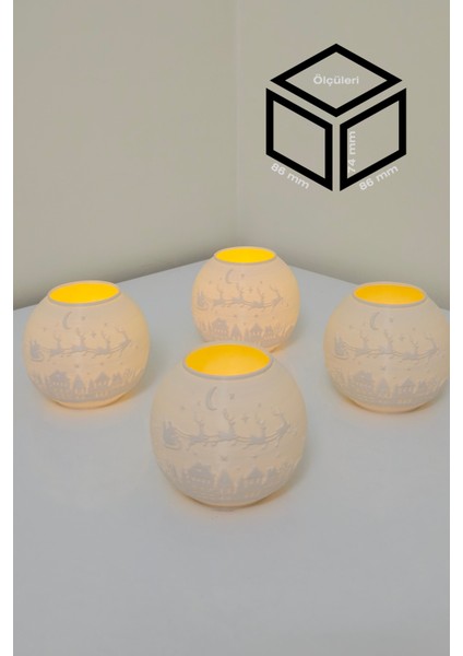 Yılbaşı Noel Baba Modelli Tealight Çıkıntılı Mumluk NO.2104P (Led Işık Dahil)