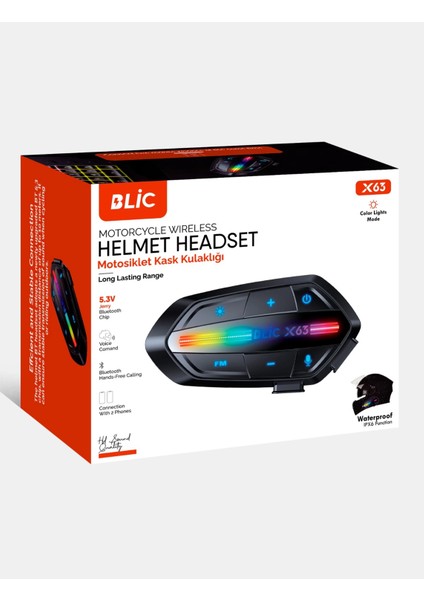X63 Motosiklet Kask Kulaklık Intercom Işıklı Motorsiklet Interkom 5.3 fırsatları