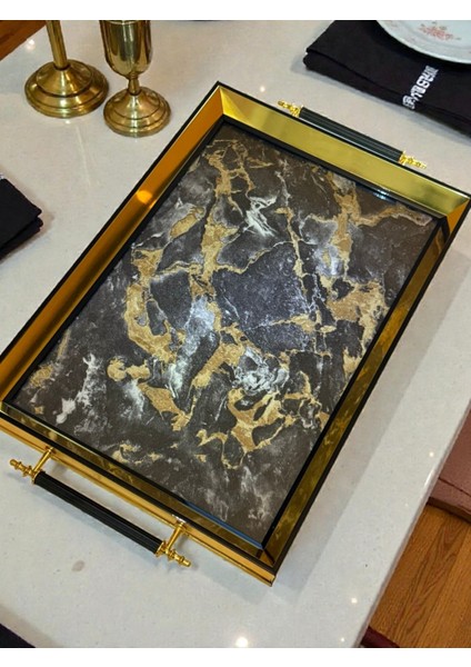 Premium Kalite Orjinal Iç Kabartmalı Cam Modern Çay Kahve Tepsisi indirimleri