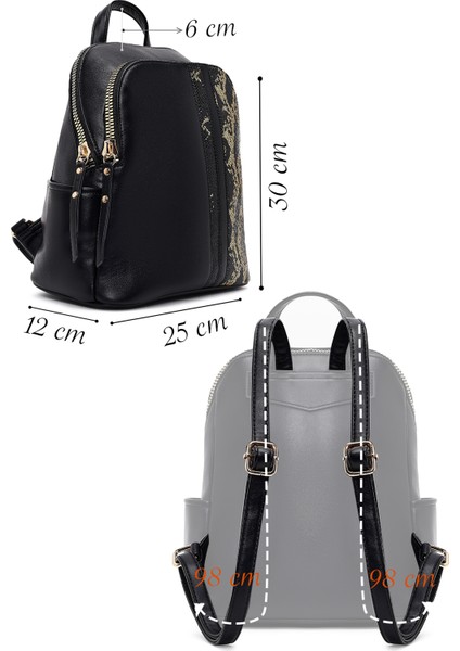 Kadın Siyah Desenli Sırt Çantası 25WBD267414 fiyatları