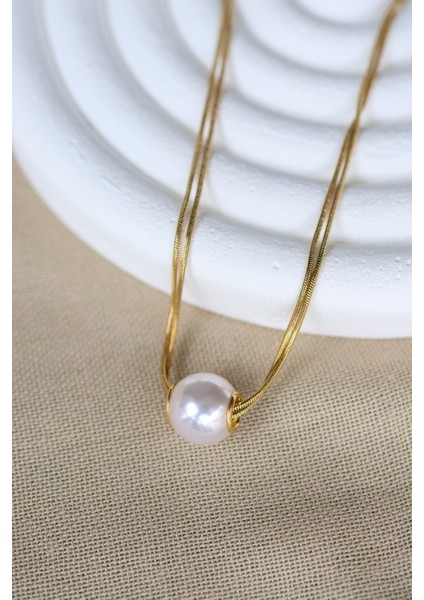 First Jewelry Inci Top Çelik Gold Kolye modelleri